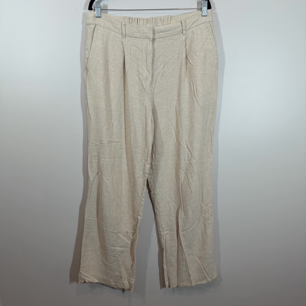 Old Navy Taylor Extra High Rise Wide Leg Linen Trousers Beige Large